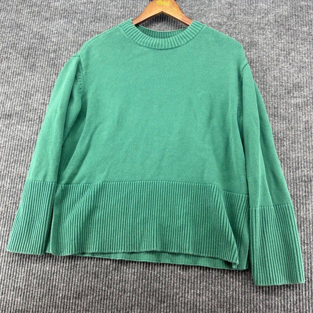 Gap Sweater Women S Green Excellent Ribbed Hem Crewneck Long Sleeve Knit